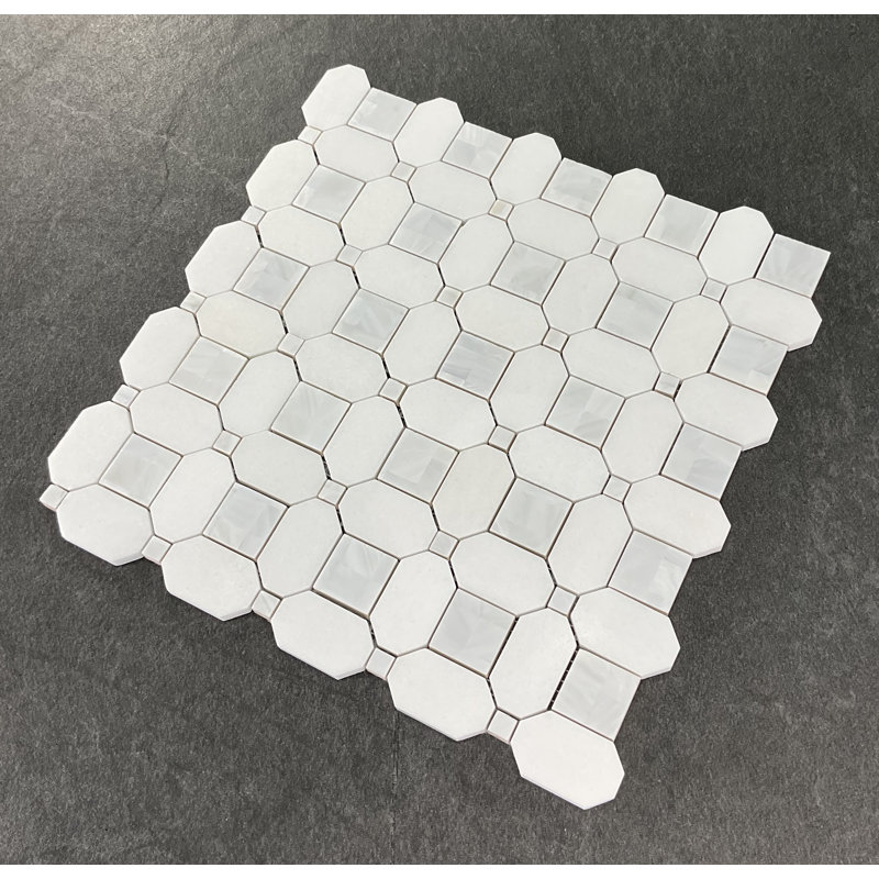 Carrelage mosaïque en marbre blanc Thassos