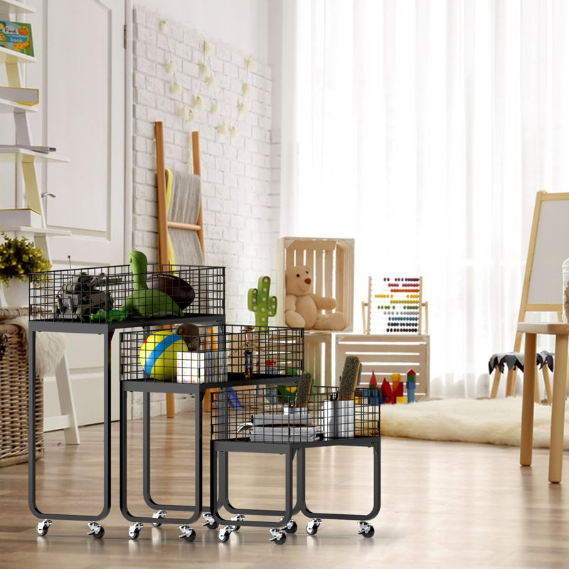 3-Tier Storage Rack Cart - Metal Shelving Unit with Wheels Kitchen Storage Garage Organizer Pantry Shelves Rolling Utility Shelf for Fruit and Vegetable