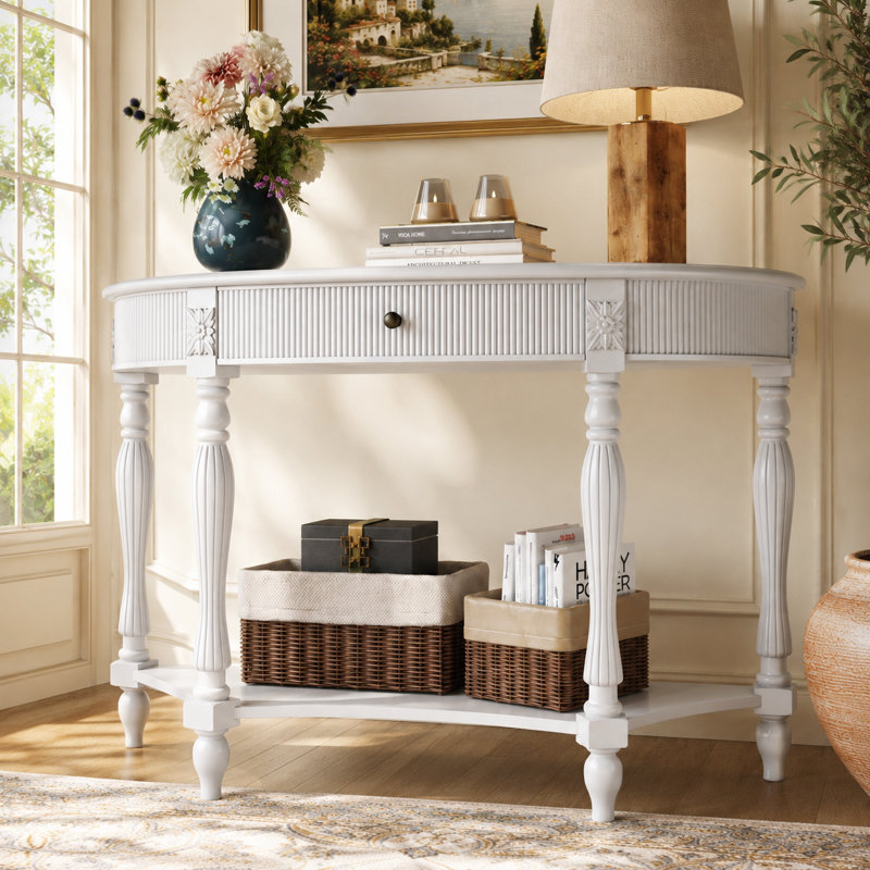 Console demi-lune Velmont, Blanc