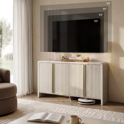 Crédence 60 po, armoire de rangement décorative 4 portes avec tablettes réglables, bar à café moderne et console de vestibule