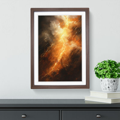 Lightning Action Painting Art - Framed Print
