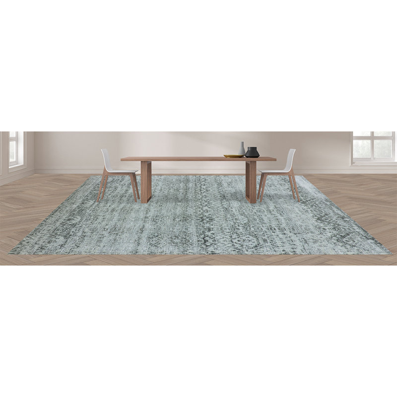 IKVLDC126SIBK Abstract Area Rug in Silver, Rectangle 9' x 12'