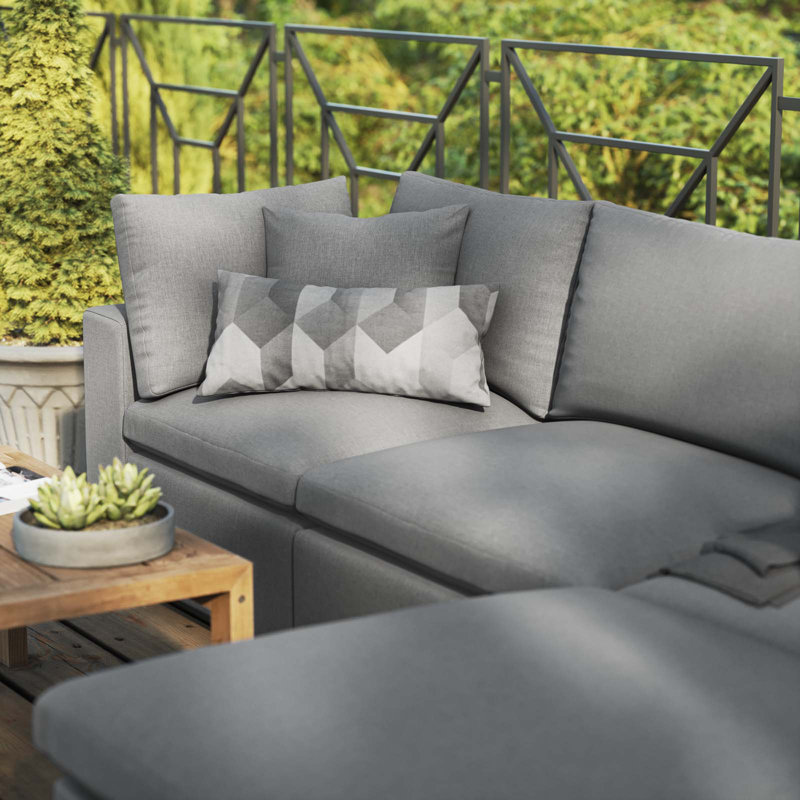 Modway Commix 4-Piece Outdoor Patio Sectional Sofa, Charcoal