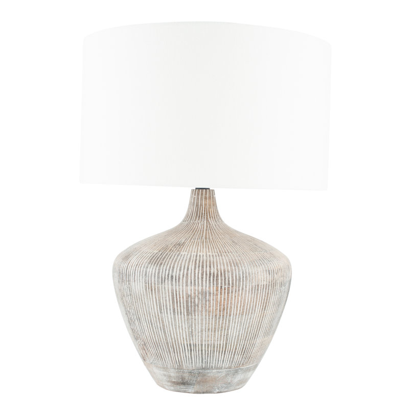Minoa Solid Wood Lamp Base Lamp, White