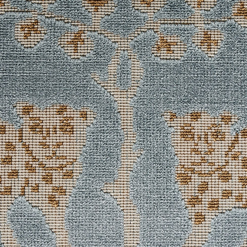 Woodland Leopard Velvet Fabric, Mineral