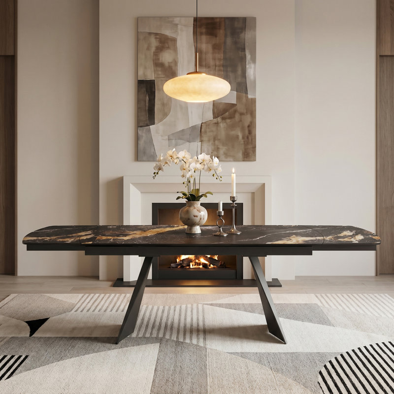 Joceline Extendable Oval Dining Table, 65"-94.5" Sintered Stone Top, Seats 6-10, Modern Luxury Centerpiece for Dining Room