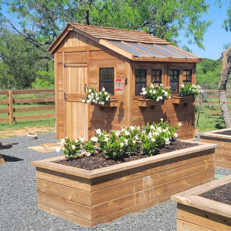 8 ft. W x 8 ft. D Cedar Wood Sunshed Garden Shed
