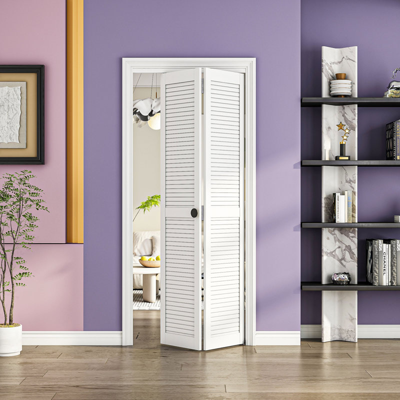 Porte pliante à panneaux à persiennes 30 po x 80 po (double 15 po x 80 po), porte pliante avec quincaillerie incluse, portes à persiennes à accès complet parfaites pour les ouvertures intérieures, blanc