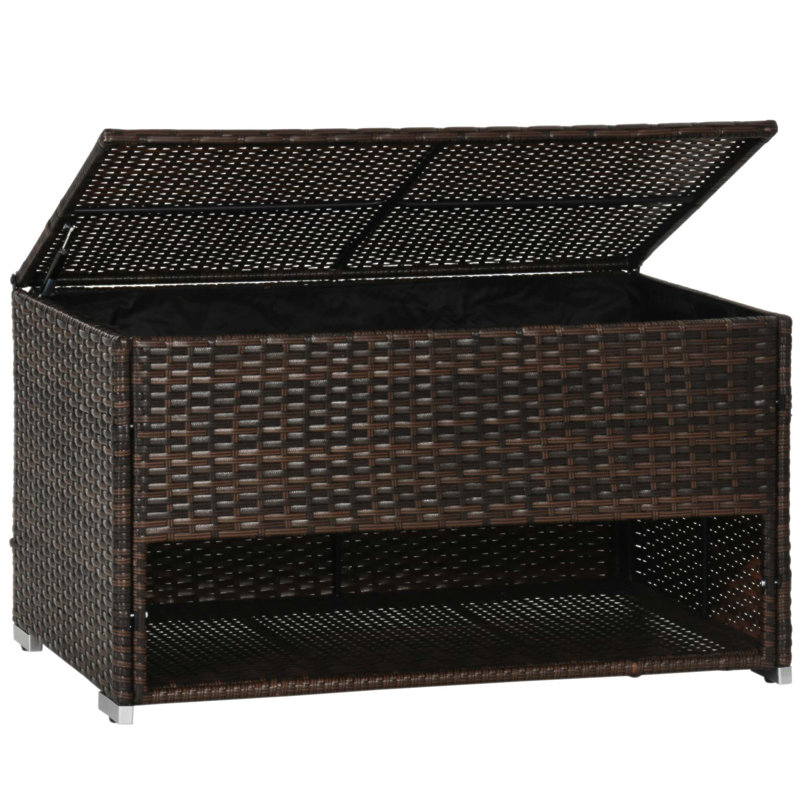 Boîte de rangement en osier de rotin avec doublure Outsunny, Brun