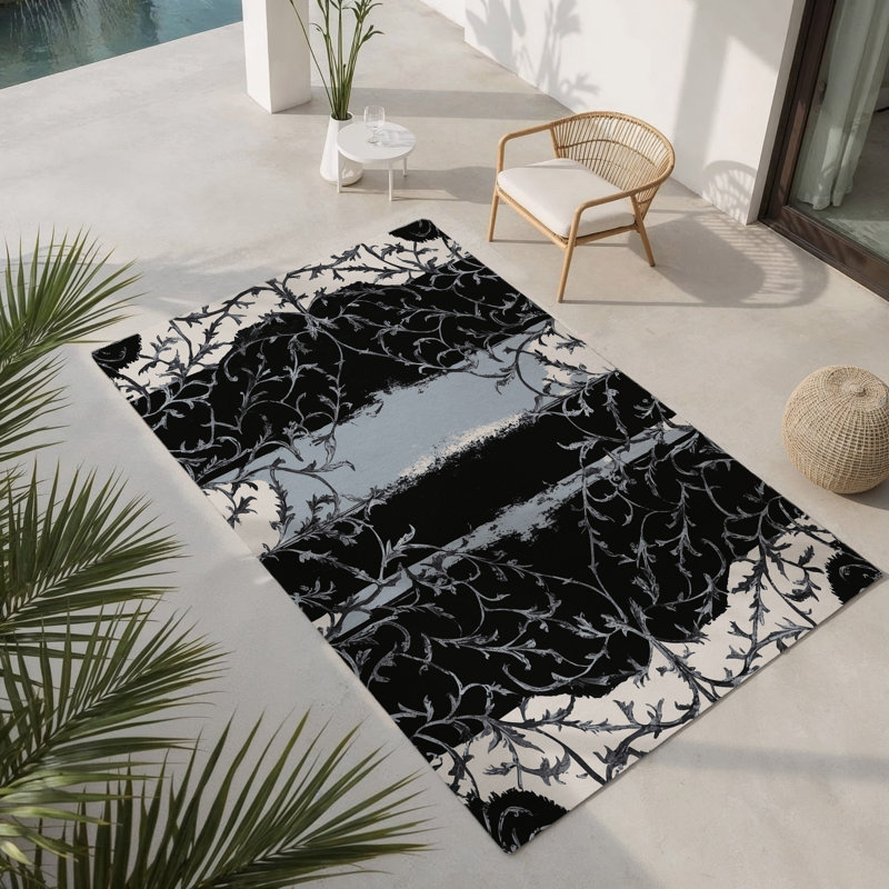 Tapis intérieur et extérieur en dentelle Lunar, Rectangle 1 pi 6 po x 2 pi 6 po