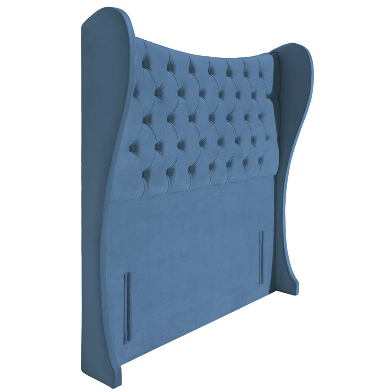 Carino Upholstered Velvet Headboard, Double (4'6), Blue