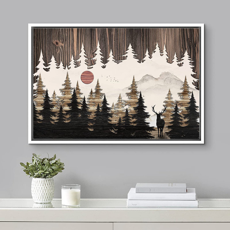 Western Wood Effect Landscape, H 16 po x l 24 po x P 1,5 po, Blanc