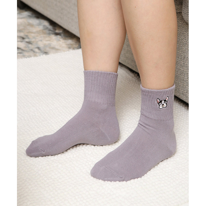 Chaussettes brodées Frenchie (lavande)