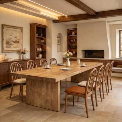 Sturdy Rectangular Solid Wood Dining Table