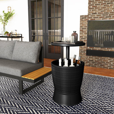 Table d'appoint d'extérieur, table d'appoint 11 gallons, noir