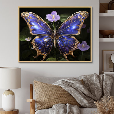 Papillon futuriste mauve et doré