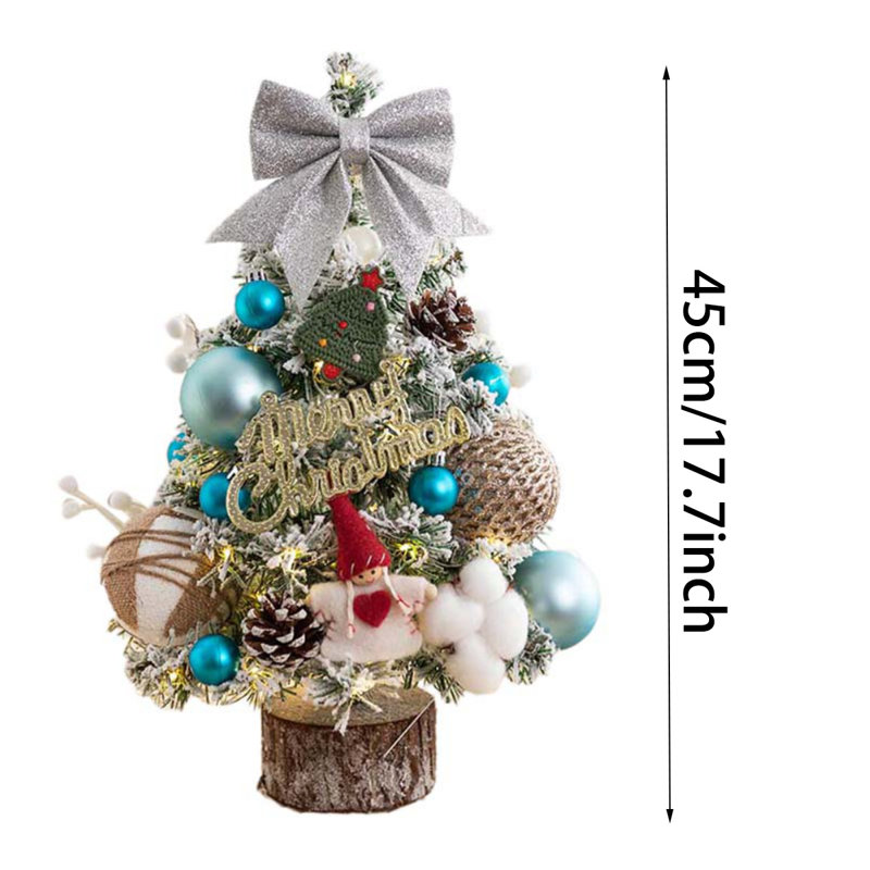 Mini sapin de Noël enneigé 17,7 po avec boules de bricolage, Bleu