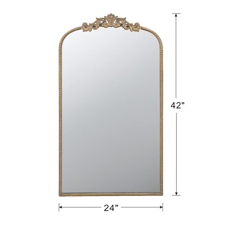 24" X 42" Gold Arch Mirror, 41.7" x 24", Gold