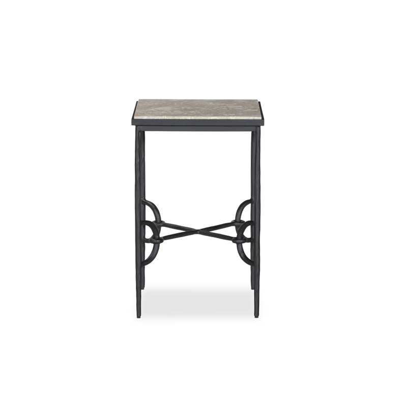 Babylon Small End Table-Lunar Marble, 20" H x 13" W x 13" D, Lunar Marble