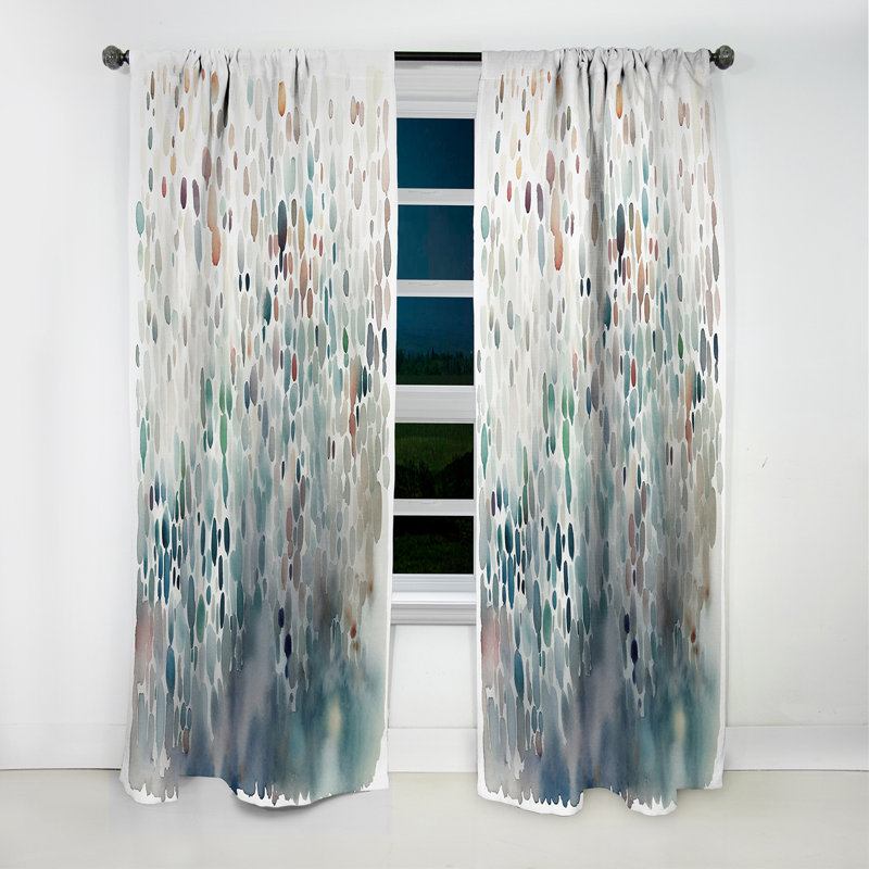 Blue And White Exploring Abstracted Patterns I - Abstract Blackout Curtain - 1 Panels, 52" W x 95" L