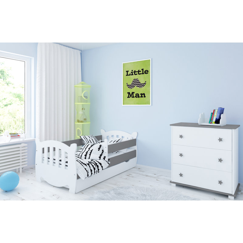 Langston Cabin Bed with Storage Included, 80 x 140 cm, White/Grey