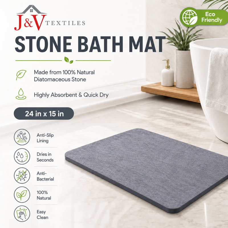 Stone Bath Mat Diatomaceous Earth Shower Mat Non-Slip Super Absorbent Diatomite Stone Mats for Bathroom Floor Quick-Drying Easy to Clean