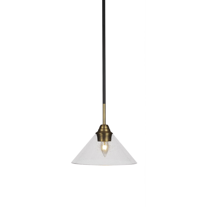 Luminaire suspendu en verre Paramount, Bulle transparente, H 9 po x l 10 po x P 10 po, Noir mat / laiton