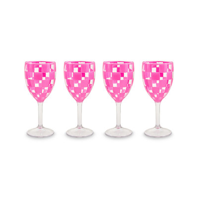 Black Check Acrylic Wine Goblets