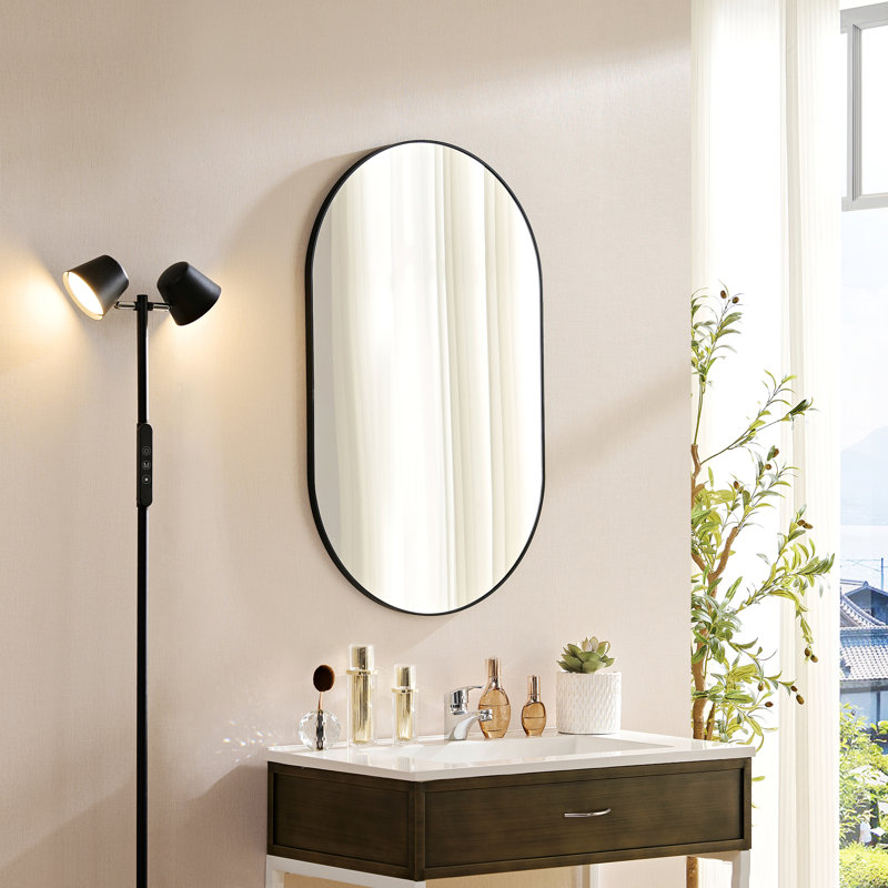 Miroir mural, miroir ovale en métal pour salle de bain, salon, chambre à coucher, 0,75 po x 36 po
