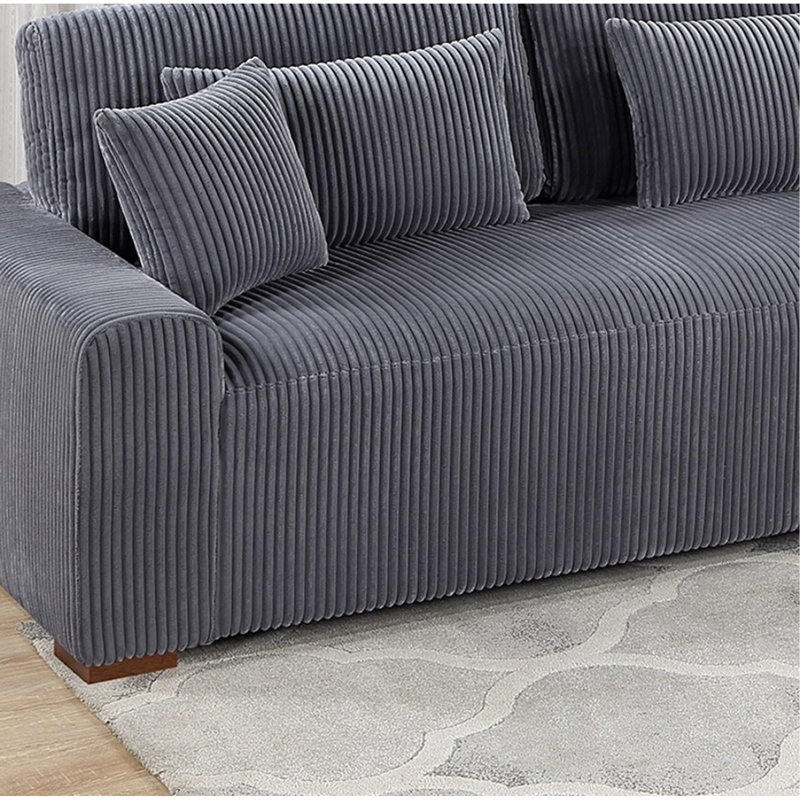 Canapé modulaire moderne en tissu de velours côtelé LAF, Gris foncé