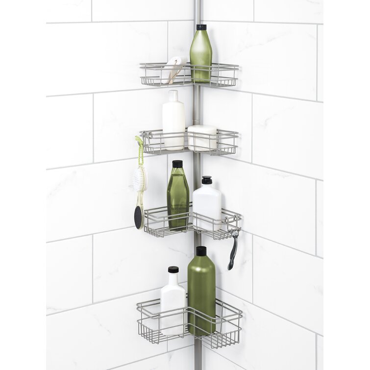 Zenith 97-in H Steel Chrome Tension Pole Freestanding Shower Caddy at