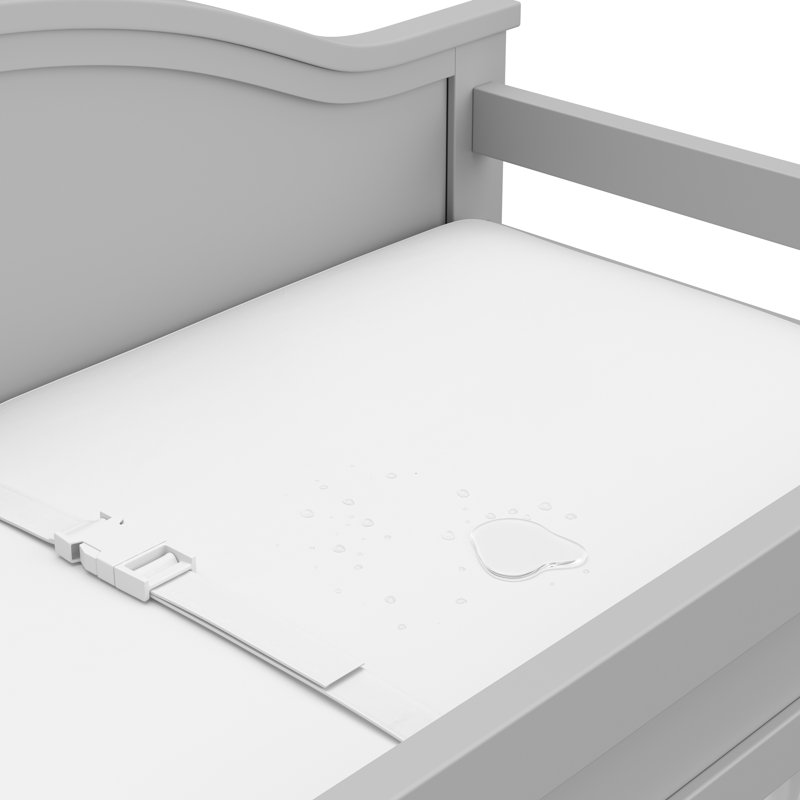 Pebble Gray Pine Wood Changing Table with Safety Strap