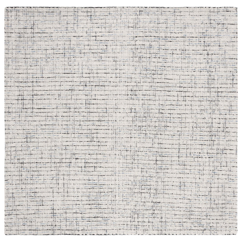 Tapis gris / bleu clair en laine touffeté à la main Aprell, Carré 6 pi