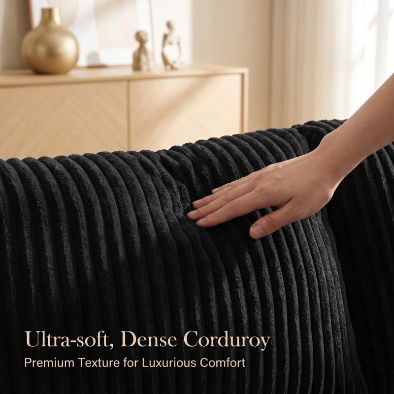 Boneless L-Shaped Sectional Sofa Upholstery Sofa Cloud Modular Couch with Chaise 2 - Piece No Assembly Required Corduroy Fabric Free Combination Cloud Sectional Couch with L-Shape Chaise Deep Seat Modular Sofa for Living Room Bedroom.