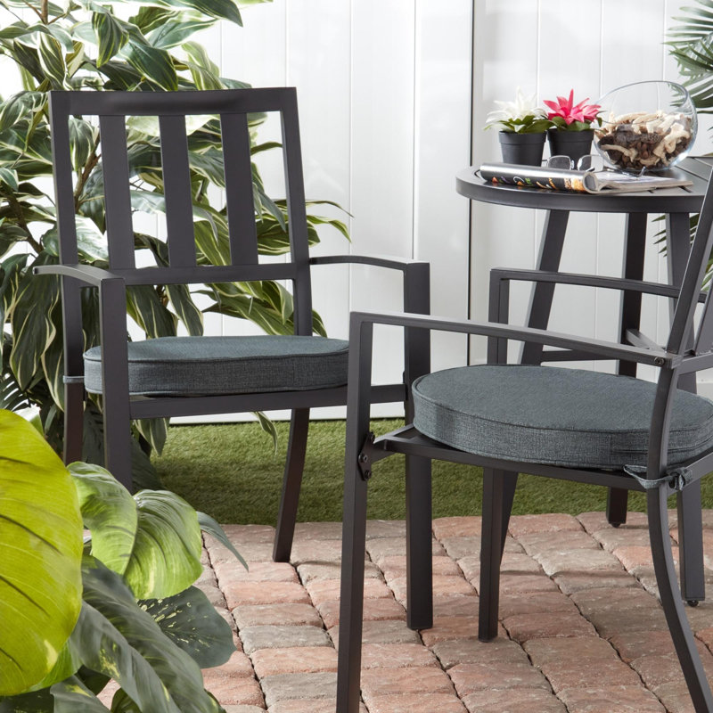 Outdoor Round Dining Chair Seat Pad, Carbon