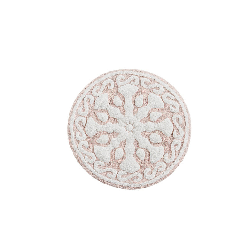 Tapis de bain en coton touffeté Medallion, Rose
