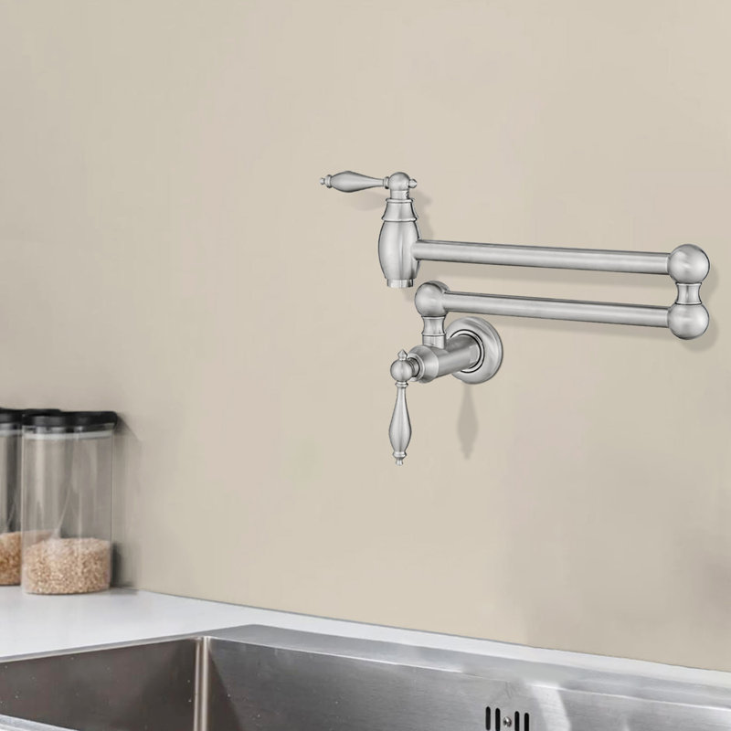 Robinet de cuisine mural, Nickel brossé