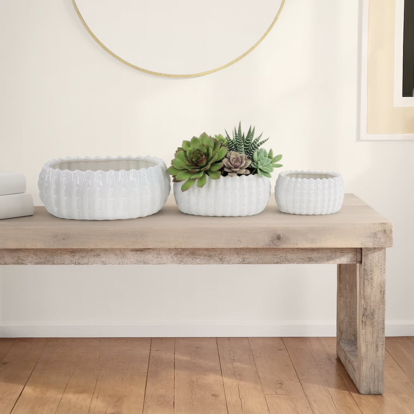 17" Ceramic Planter, White
