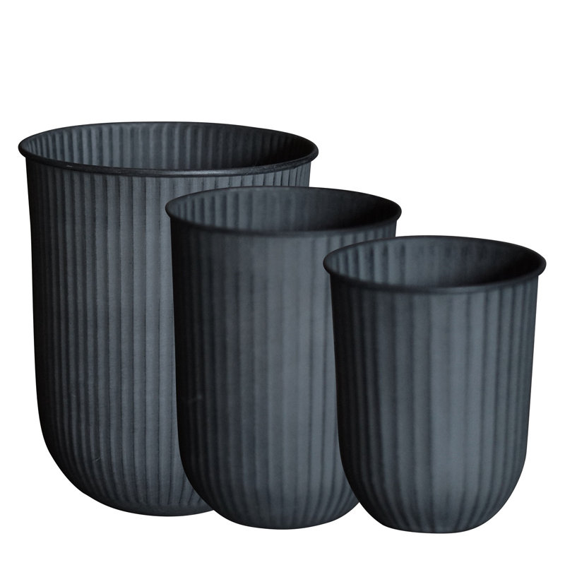 3 Piece Ceramic Table Vase Set, Black