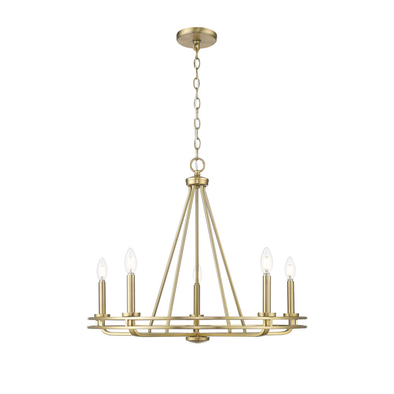 Jody 26.5" Wide 5-Light Chandelier - Matte Black, Vintage Brass, 5