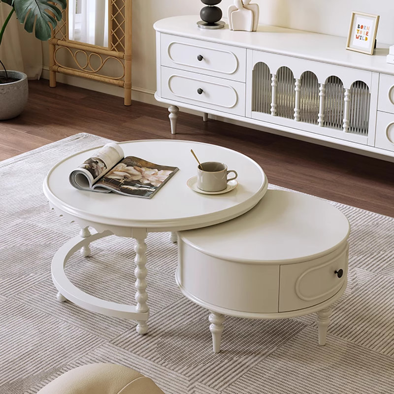 Table basse française, Blanc / Blanc