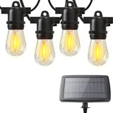 27FT 12-Bulb Solar Outdoor String Lights Shatterproof 2700K