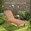 Chaise longue d'extérieur pour chaise longue, table intégrée, dossier inclinable pour bronzer / bronzer, roulettes, aspect bois rouge
