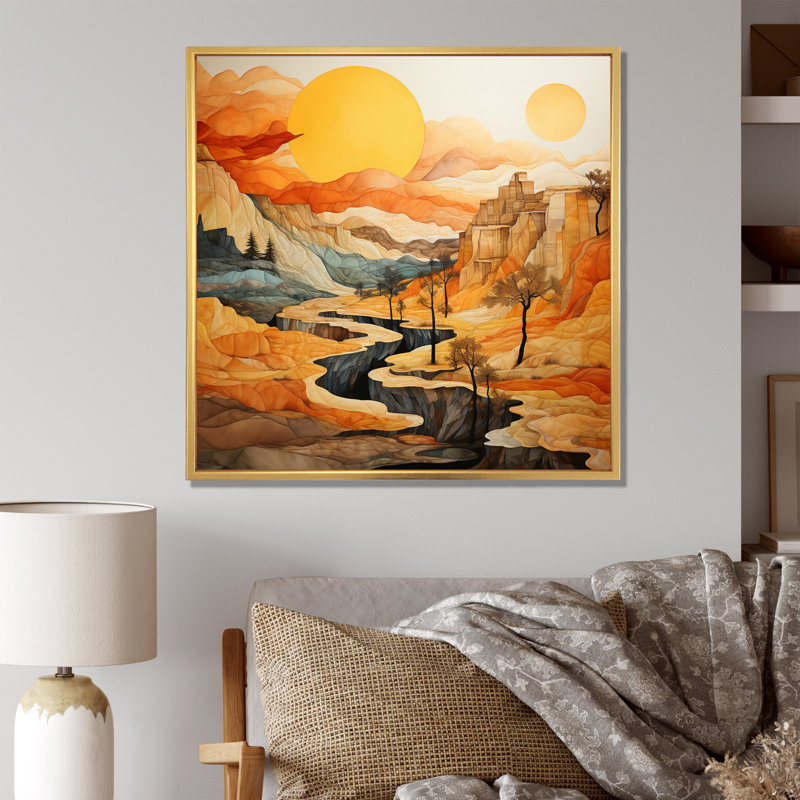 «Bold Landscape Canyon Desert VI - Canyon», art mural, Cadre flottant doré, H 30 po x l 30 po x P 1 po