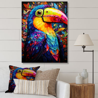 Jaune et bleu, jungle tropicale toucan, art animalier toucan