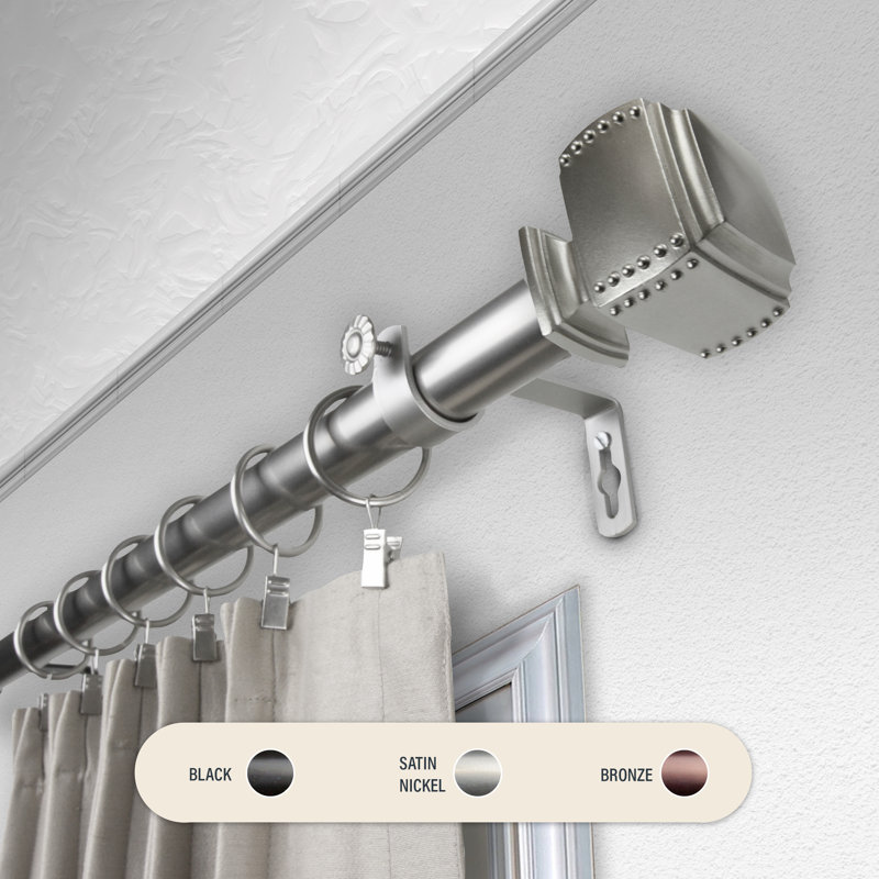  Tringle à rideaux 1 po Brock, 28" - 48", Nickel