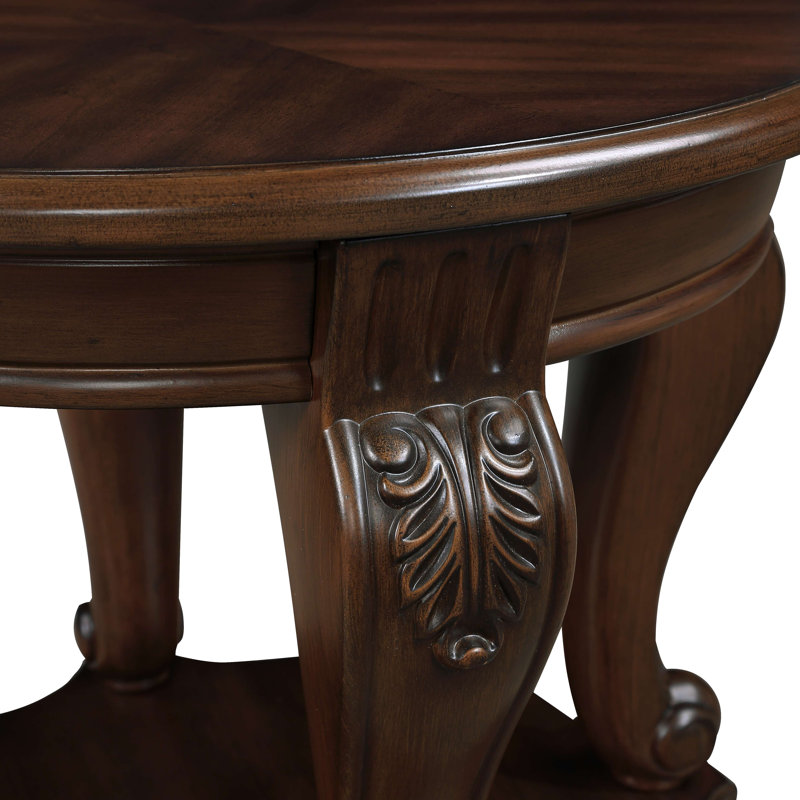 Table de bout ronde rétro, canapé en bois massif avec tablette, table de coin de salon facile à assembler