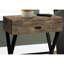 Table d'appoint moderne avec surface en stratifié brun et base en métal noir, convenant à un compartiment de rangement pour la chambre à coucher