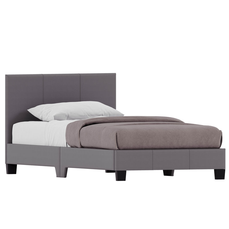 Scipio Upholstered Faux Leather Bed, UKFR Certified, Single (3'), Grey
