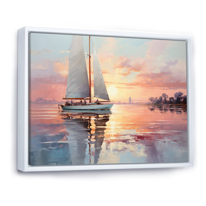 Voilier Dreamy Regatta II - impression, H 30 po x l 40 po x P 1,5 po, Cadre flottant blanc